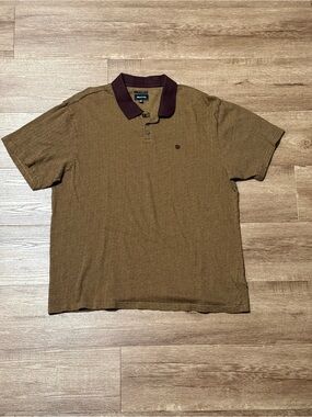 BRIXTON SHIELD POLOSHIRT DARK EARTH HERRINGBONE PATTERN - XL